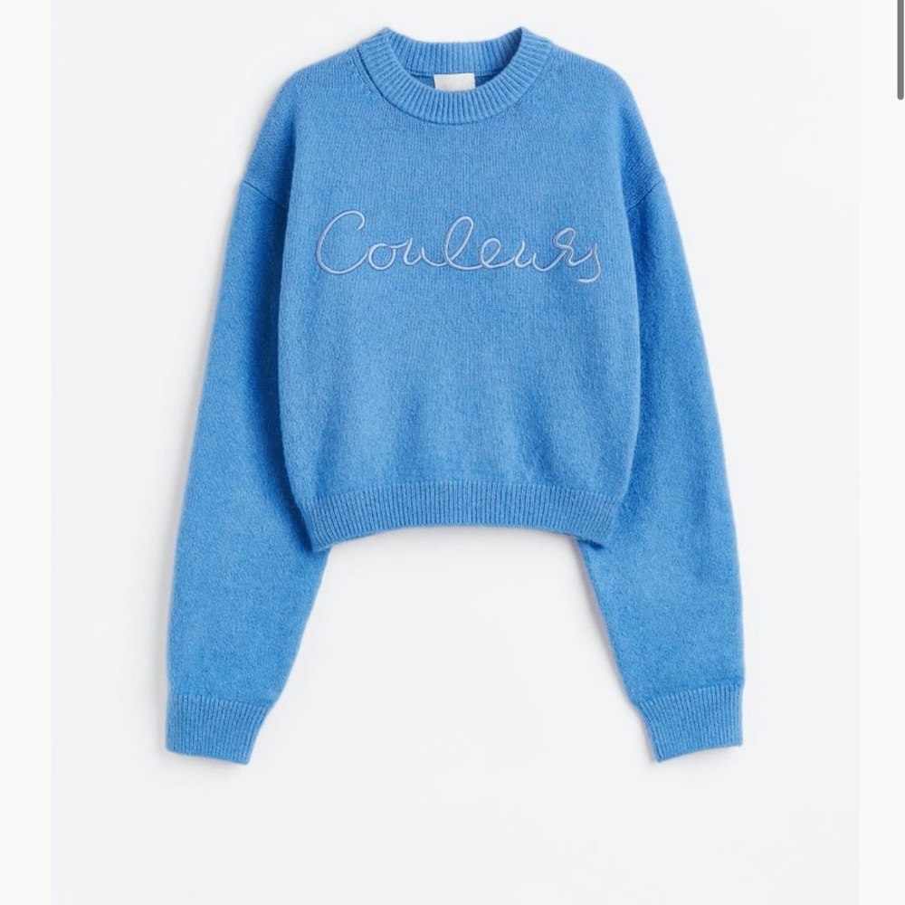 H&M, Embroidered Sweater “Couleurs”. new with tags/in shipping bag.